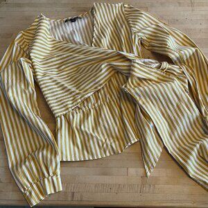 Say What? Striped Wrap Top, Size: M